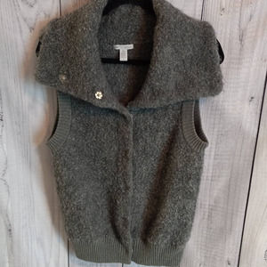 Gap | Charcoal Gray Wool & Alpaca Blend Snap-Button Teddy Sweater Vest